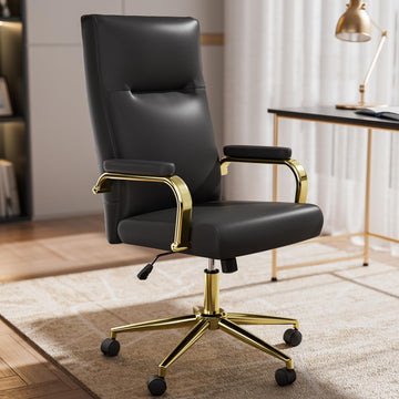 Black and Gold Office Chair with Memory Foam Seat, Computer Desk Chair