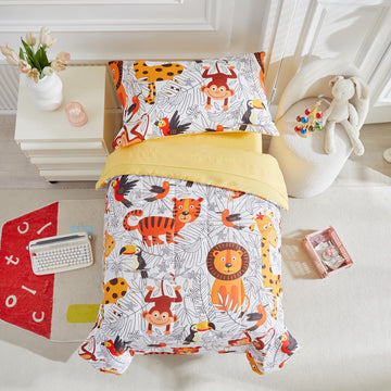 Kids Comforter Sheet Set - Soft and Breathable Bed Set Includes Quilted Comforter, Fitted Sheet, Flat Top Sheet