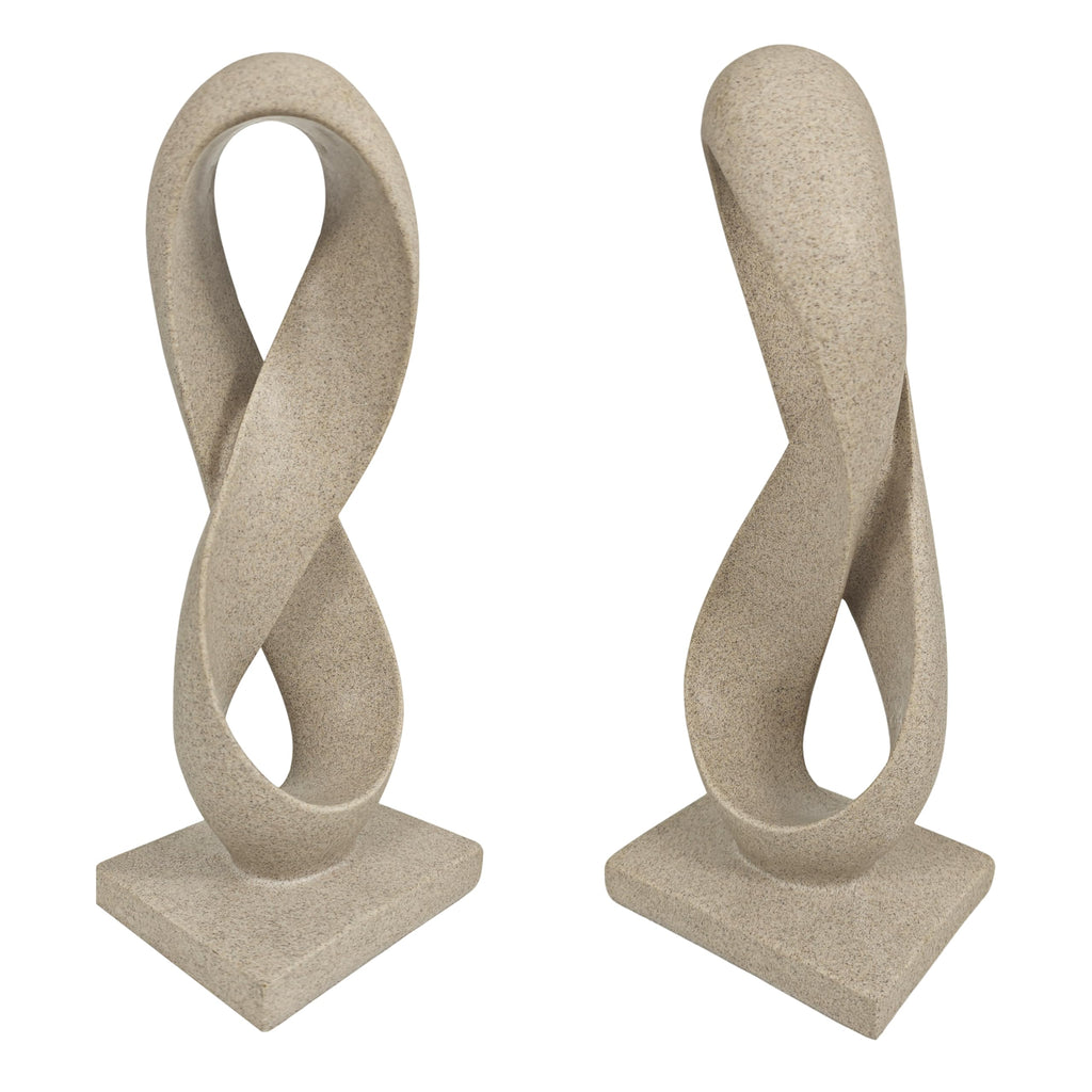 Modern Minimalist Abstract Sculpture, 14.5'' Tall Figure Eight Infinity Statue, Resin Hand Crafted Accent Décor