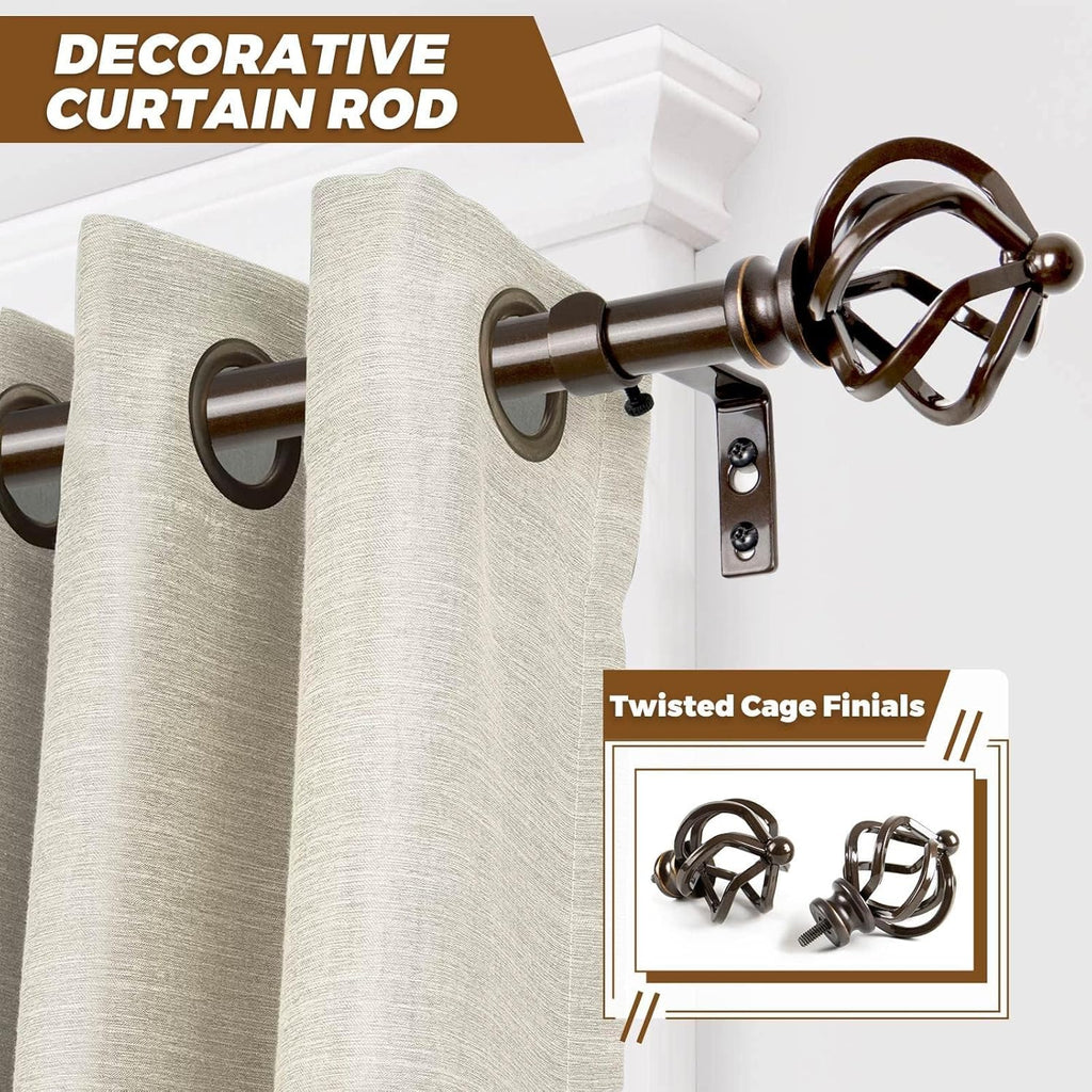 Bronze Curtain Rod 32 to 58 Inch(2.6-4.8ft), Adjustable Curtain Rods for Windows 28 to 48 Inch, 3/4 Inch Splicing