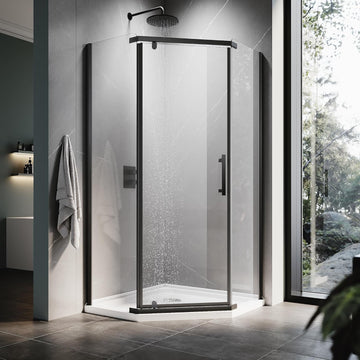 Neo-Angle Frameless Shower Door 36.5 in. W x 72 in. H, Corner Shower Enclosure with 1/4" Clear Glass