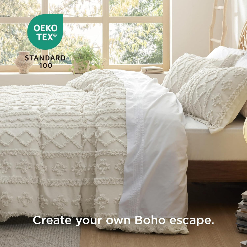 Boho Duvet Cover Queen, Soft & Comfortable Elegant Design Boho Bedding for Decoration, Machine Washable Comforter