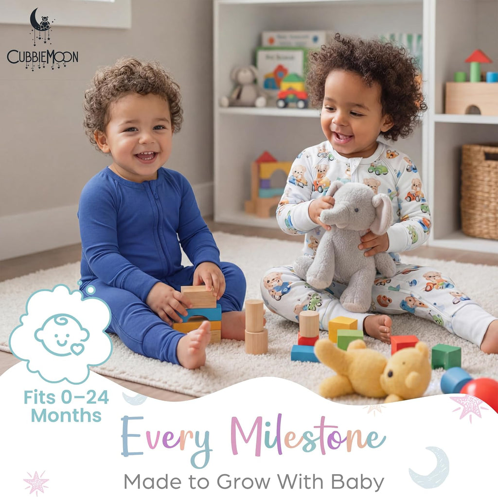 Bamboo Viscose Baby Pajamas 2 Way Zip for Diaper Change 0 to Soft Stretchy Sleeper 2 Pack