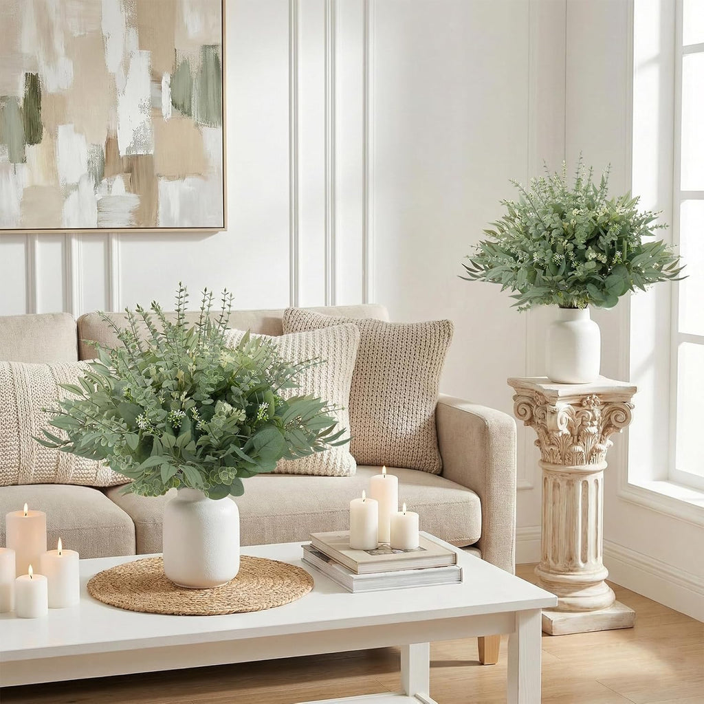 Artificial Mixed Eucalyptus Stems Bulk, 5 Kinds of Faux Greenery Eucalyptus Leaves Bulk for Vase Wedding DIY - Set of 130
