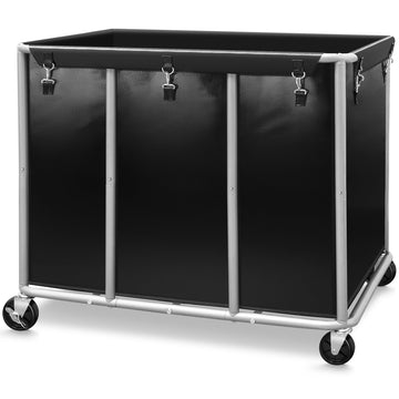 Commercial Laundry Cart with Wheels, 420L Black