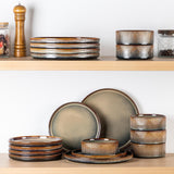 Ceramic Dinnerware Sets for 4, 12 Pieces Porcelain Lightweight Speckled Plates and Bowls Sets