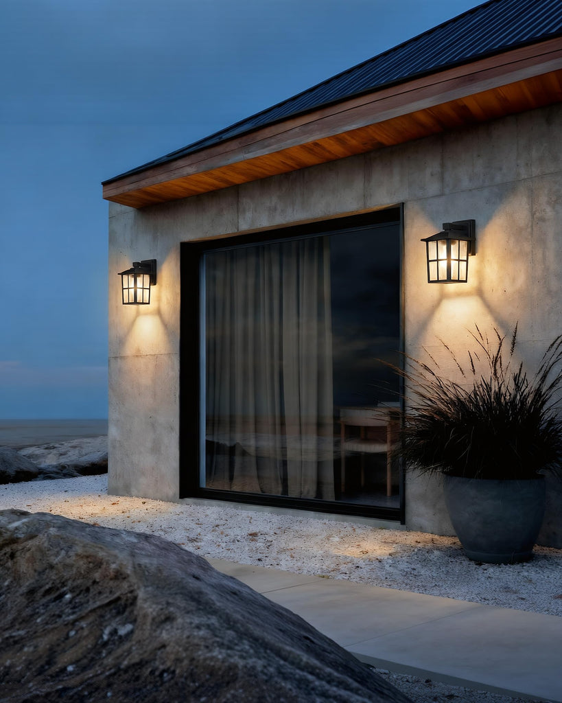 Black Outdoor Waterproof Modern Patio Wall Light Fixtures Set of 2
