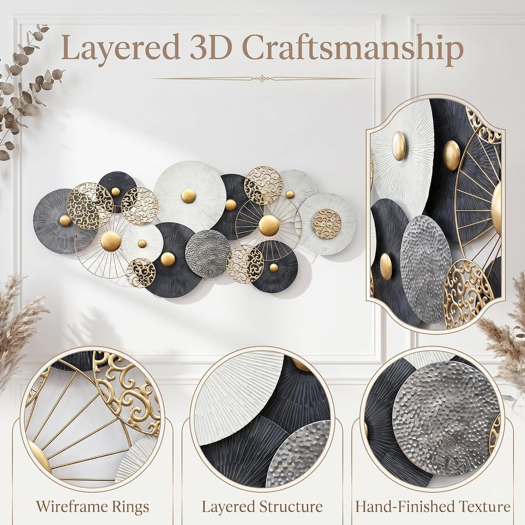 55x24in Large Metal Wall Art Decor,3D Disc Design