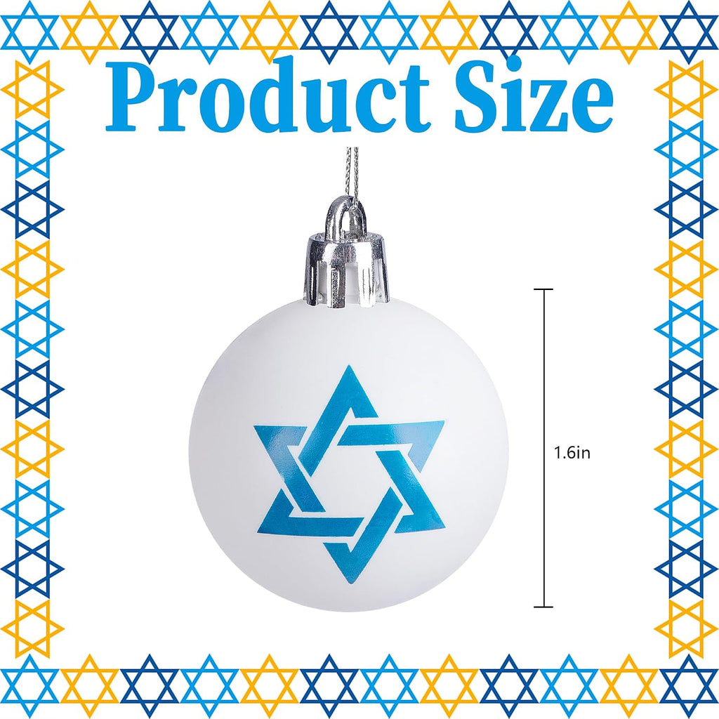 Hanukkah Hanging Ball Ornaments, Hanukkah Christmas Tree Decoration - Set of 24
