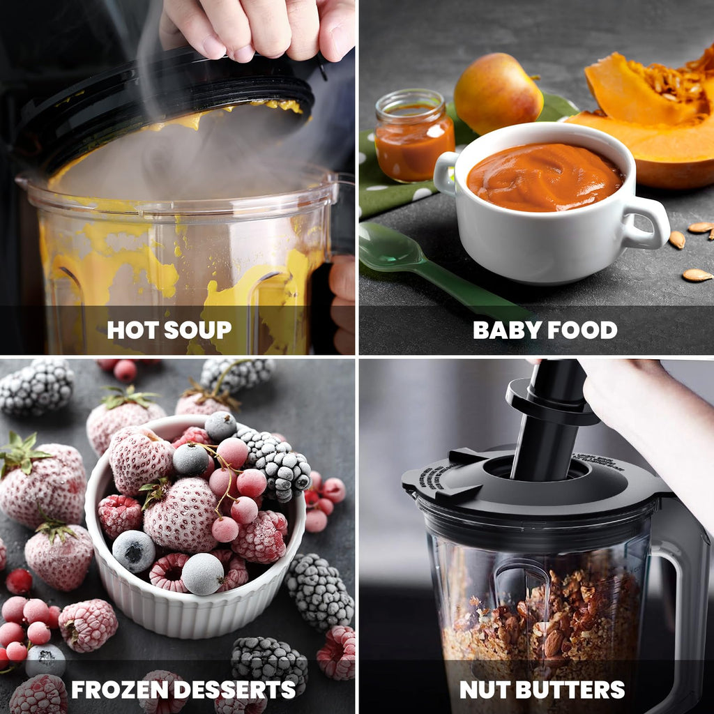 Vacuum Blender, 1500W Commercial Blender for Less Foam, Professional-Grade Quiet Shield, Kitchen Timer, 9 Speeds, 6