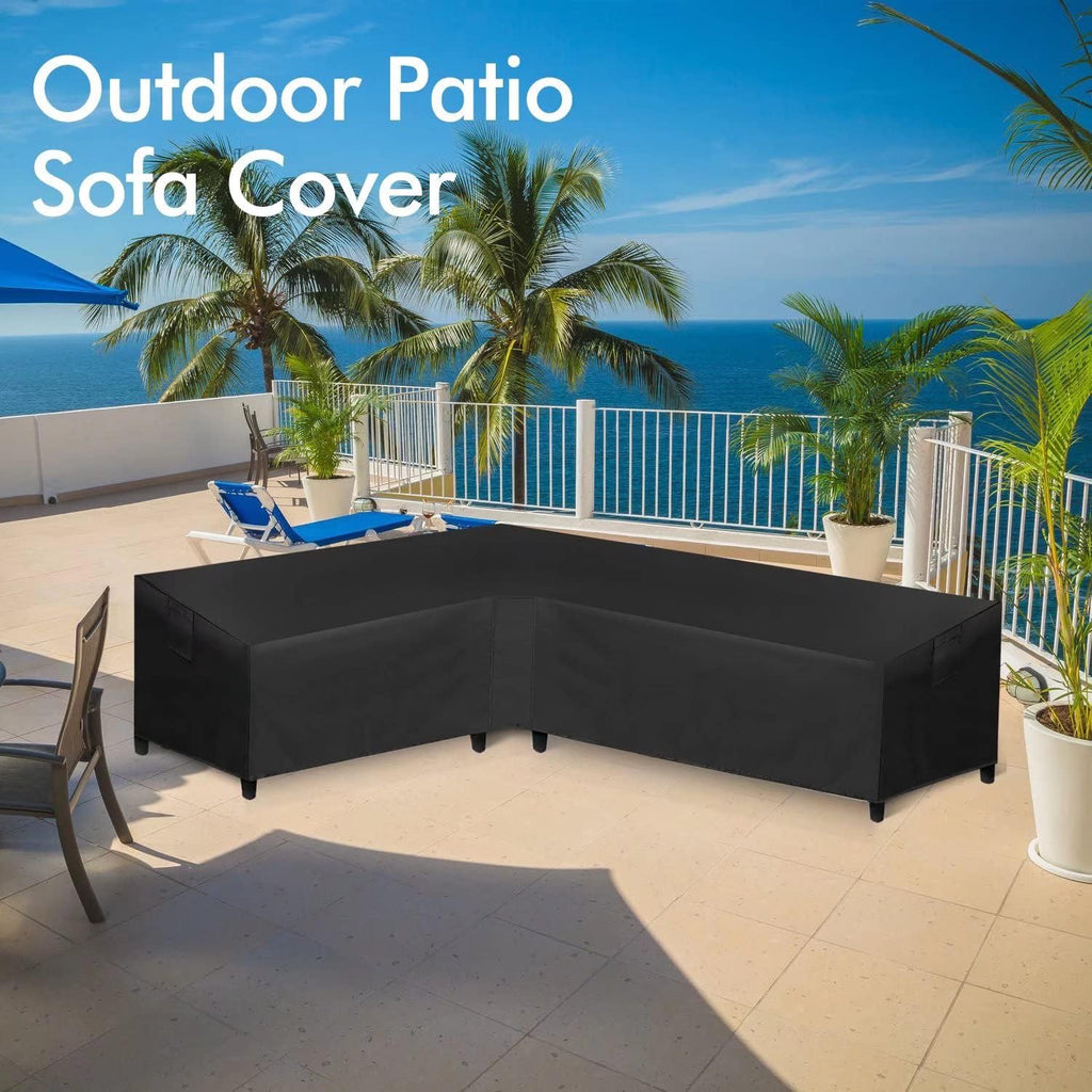 Patio L-Shaped Sectional Sofa Cover Waterproof, Heavy Duty Outdoor Sectional Couch Cover with Air Vent, Left Facing