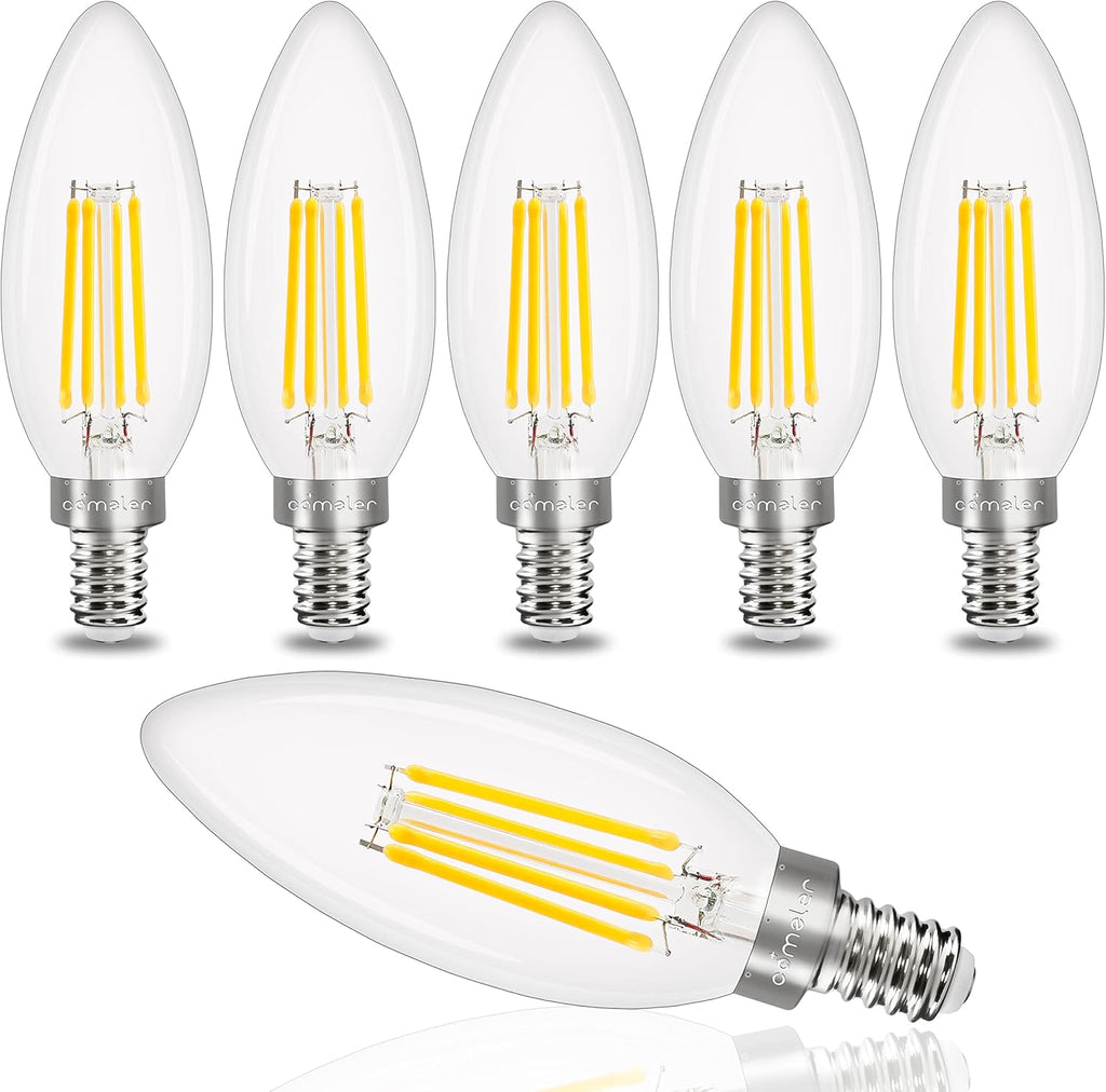 E12 LED Candelabra Bulb Dimmable, Chandelier Light Bulb 4000K Neutral White,40W Equivalent,Type B Ceiling Fan