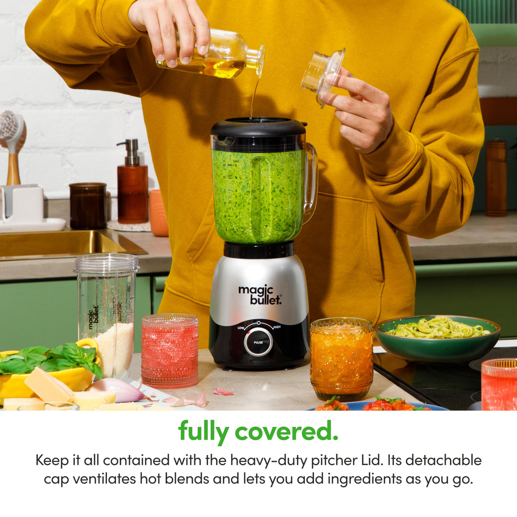 Combo Blender, 600W, 48oz Pitcher, 16oz Cup with To-Go Lid, Easy Cleaning, Cross Blade, for Smoothies, Sauces