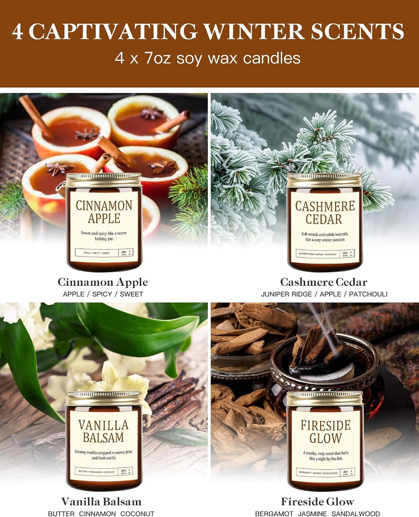Scented Candles, 4 Pack Soy Jar Candles, 28 oz Total - Set of 4