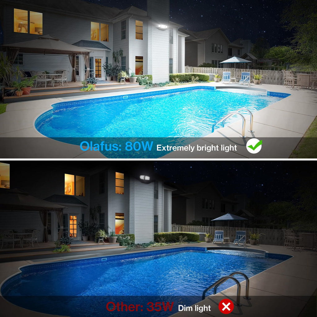 80W Flood Lights Outdoor 2 Pack, Switch Controlled LED Security Lights, 6500K Outside Floodlight, IP65