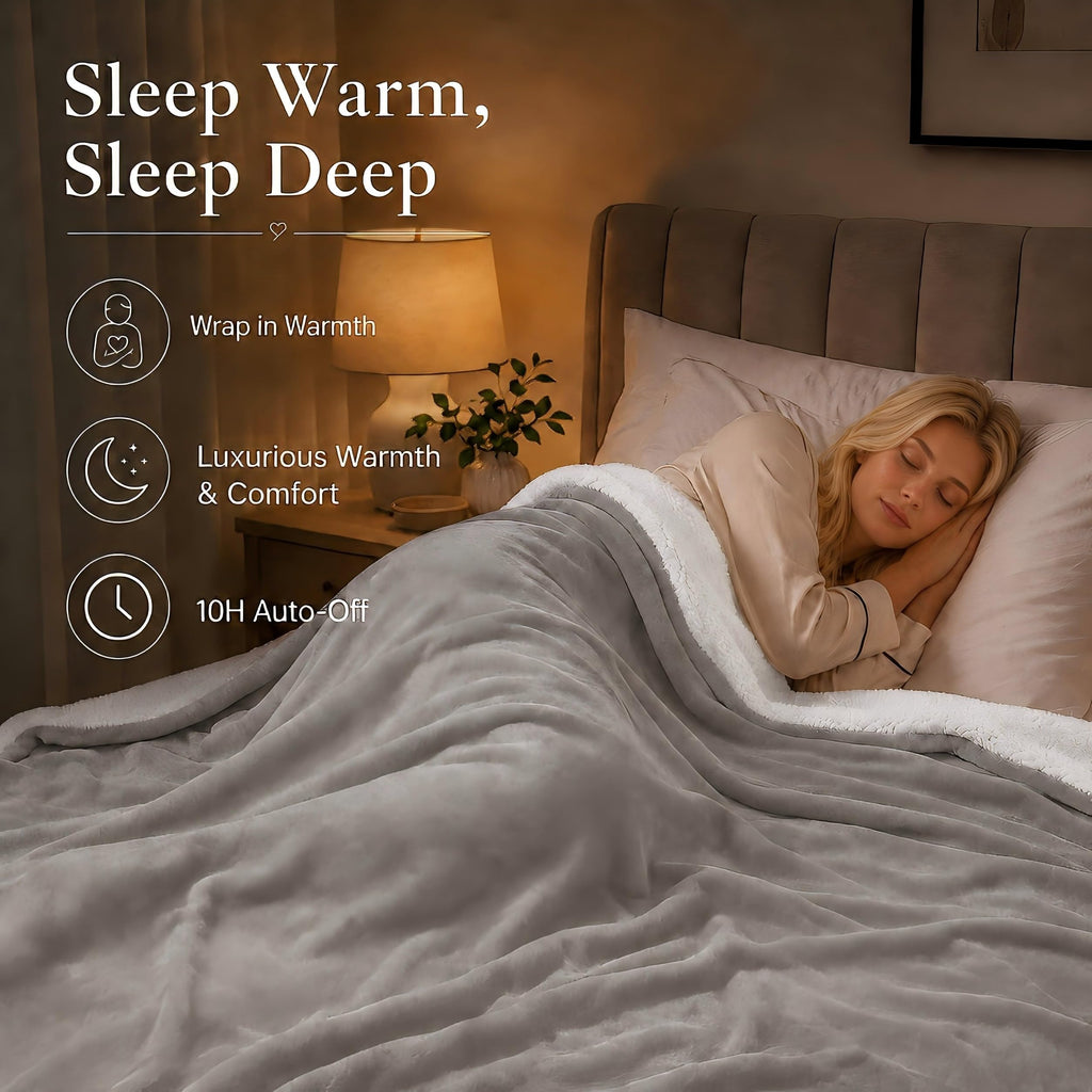 Electric Heated Blanket 84"x90" - Light Gray