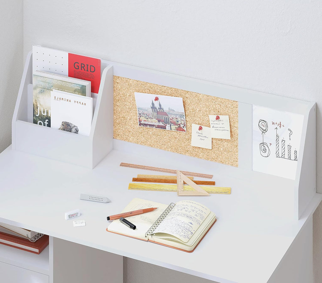 Wooden Kids Study Desk with Hutch and Storage for Ages 3-8