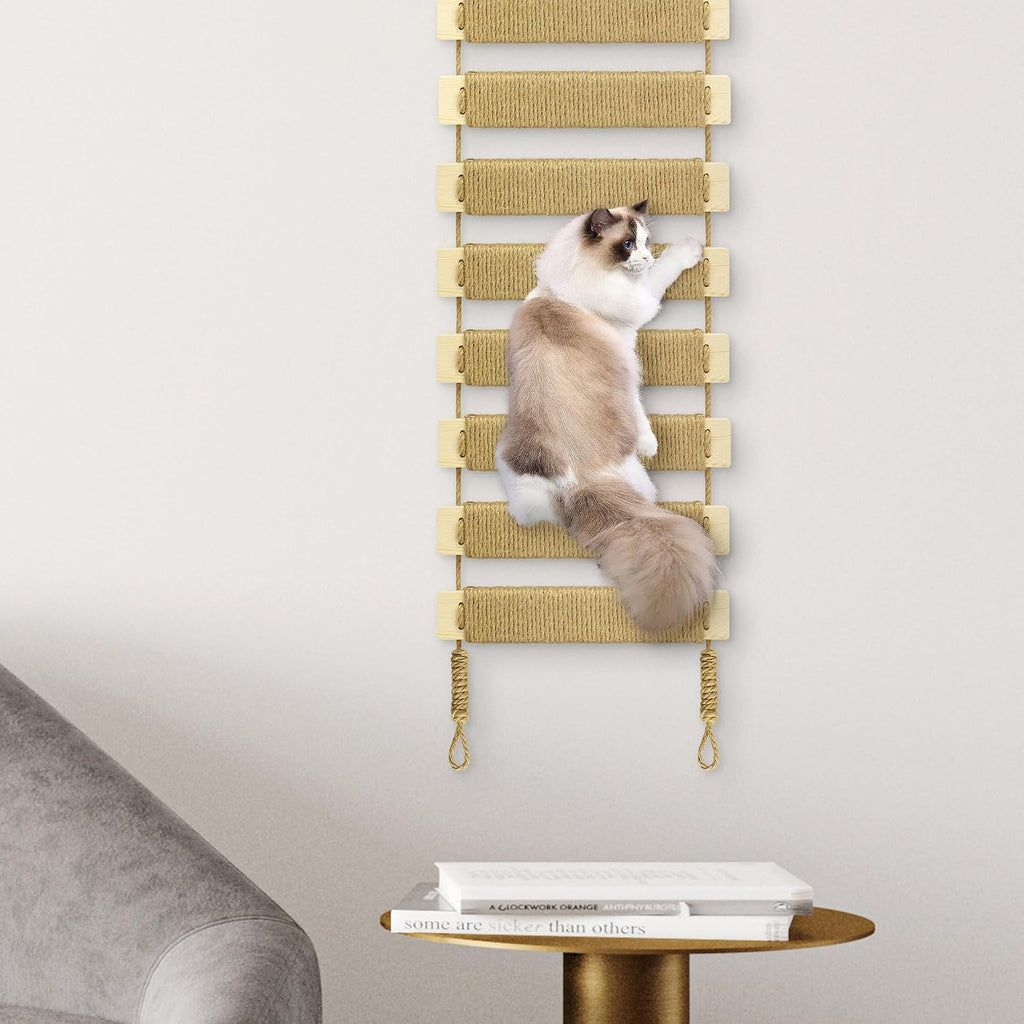 Adjustable Cat Ladder & Bridge - Multi-Functional Wall Furniture Climbing Frame | Sisal-Rope Wrapped Rungs for Secure