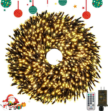 Cluster Lights 50FT 1000 LED String Lights with Remote Warm White
