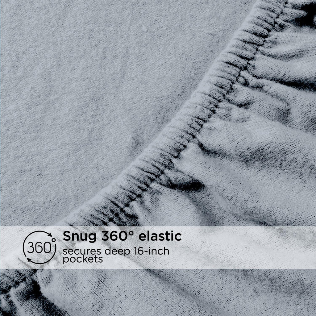 Flannel Sheet Set, 100% Organic Cotton, Six-Fold Brushed, Super Soft, Warm, Cozy, Deep Pocket Bedding with NanoTech