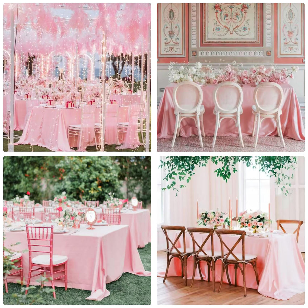 4 Pack Rectangle Tablecloth 60x102 Inch Pink Washable Polyester Table Cover for Wedding Dining Table Buffet Parties