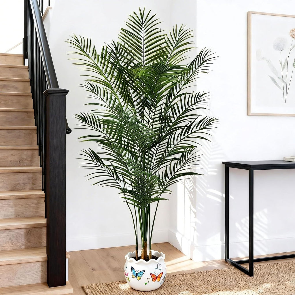 6ft Artificial Palm Tree Indoor, Large Fake Tropical Areca Palm with 18 Trunks, Tall Faux Floor Plants Living Rooms