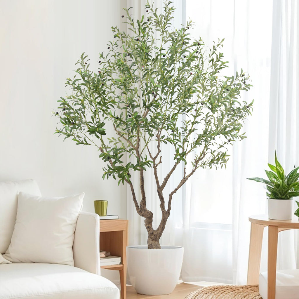 Faux Olive Tree 8.2ft(98in) Tall with Large Realistic Trunks and Big Olive Fruits, Fake Floor Potted Artificial