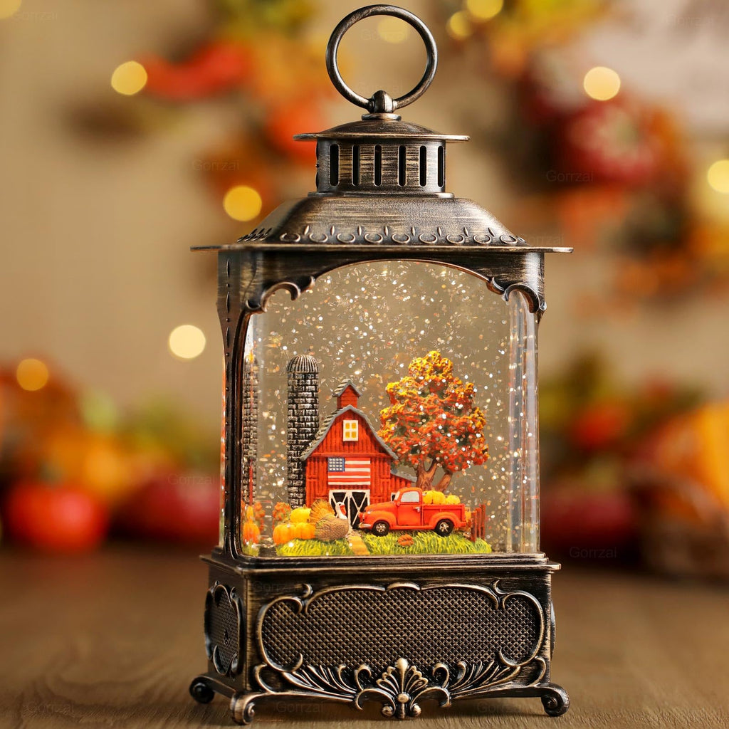 Fall Snow Globe Lantern Red Truck Fall Decorations