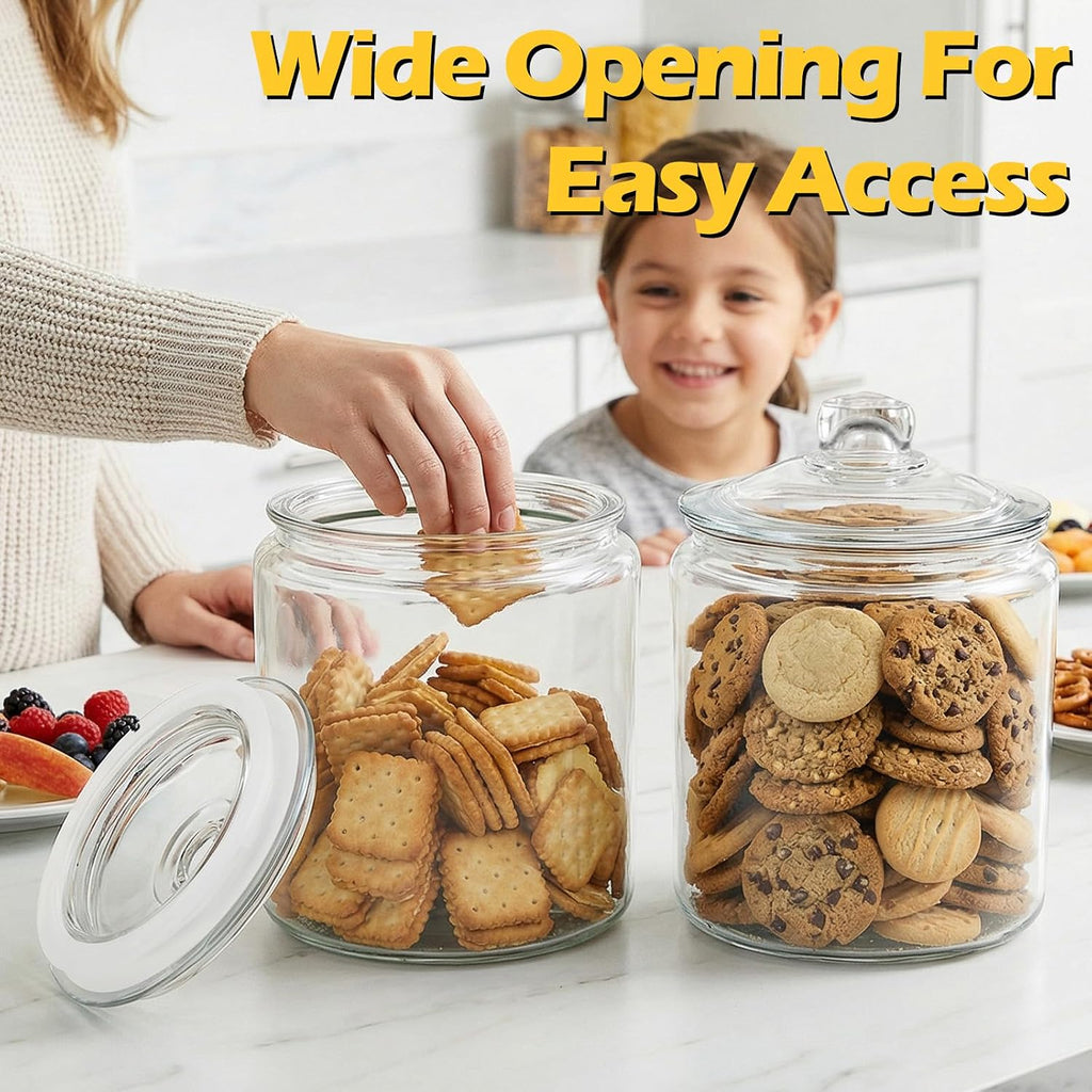 Glass Cookie Jar with Airtight Lid, 1 Gallon, Wide Mouth Storage