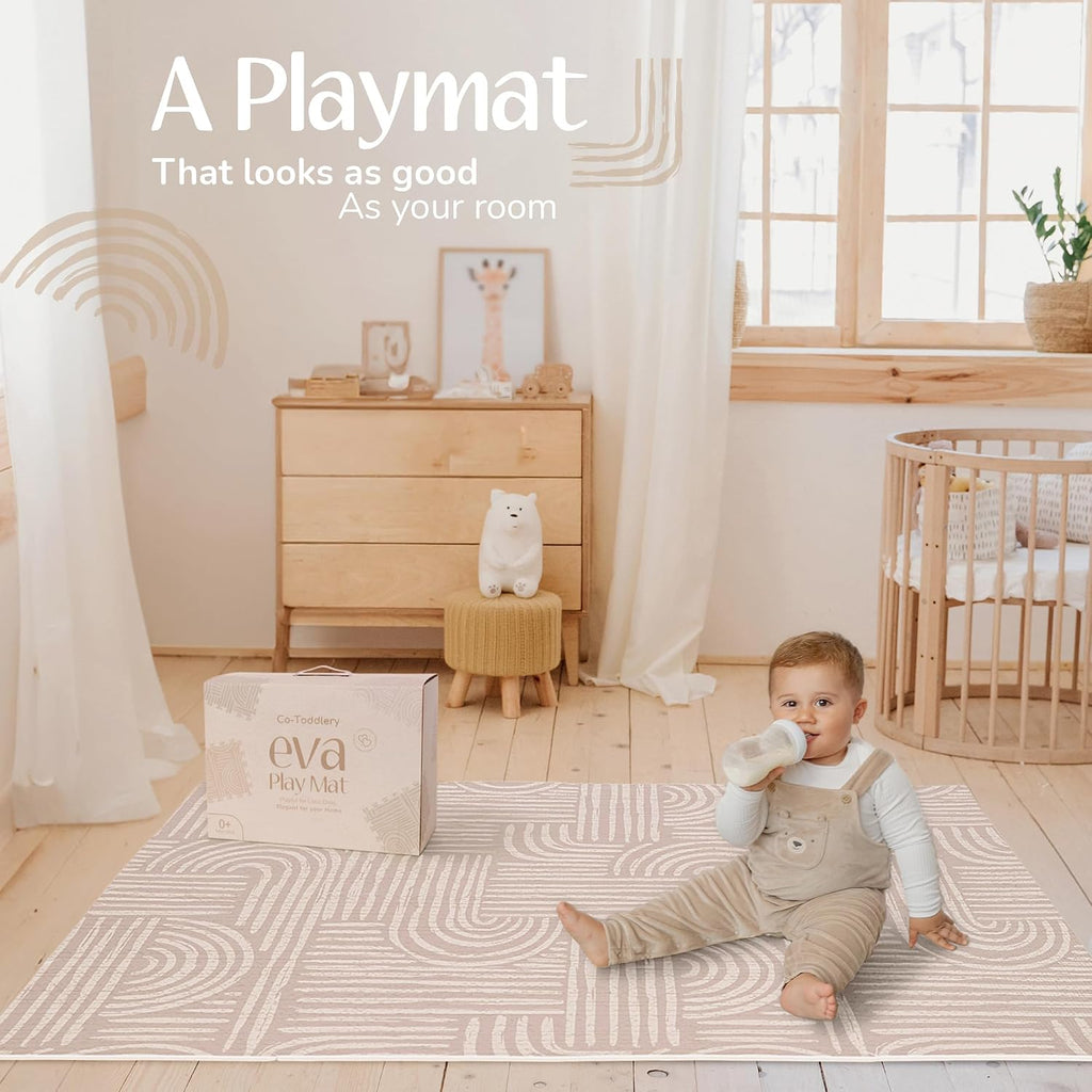 Play Mat - Premium Foam Playmat for Babies & Toddlers, 67" x 48", Neutral Modern Look, Easy-Clean & Non-Toxic