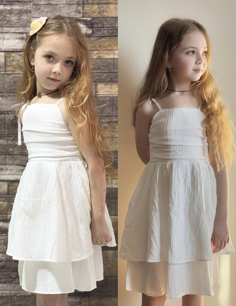 Girls Summer Spaghetti Strap Dresses Flowy Ruched Back Sundress