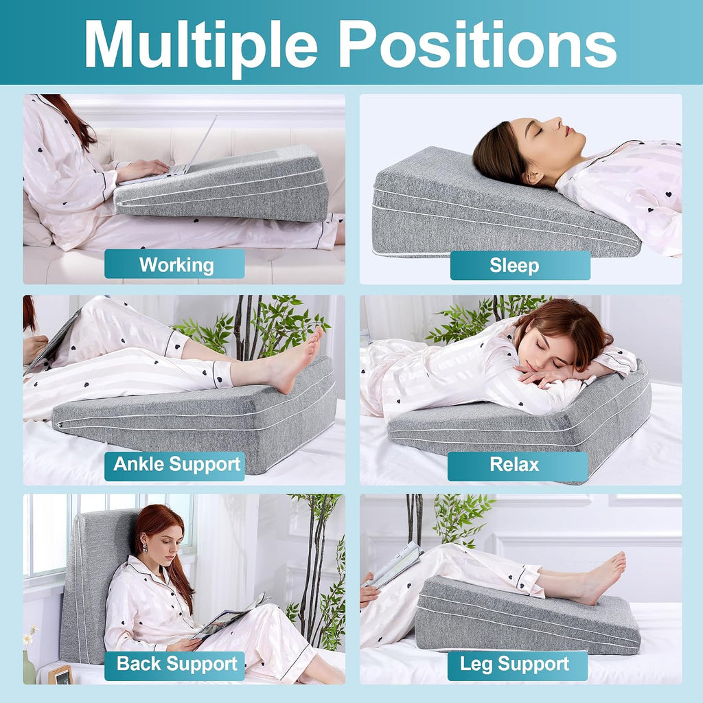 Adjustable Bed Wedge Pillow for Sleeping, Triangle Incline Wedge Pillow for Back Reduce Pressure, Memory Foam Pillow