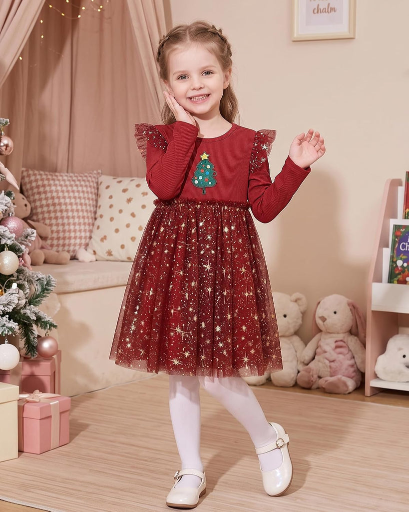 Long Sleeve Fall Dresses Winter Birthday Party Princess Tulle Dress