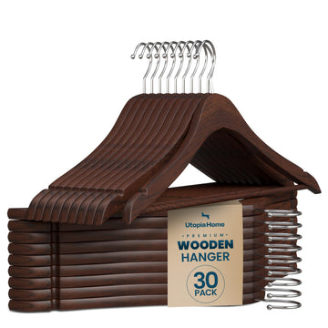 Wooden Hangers 30 Pack - Slim Suit Hangers Brown