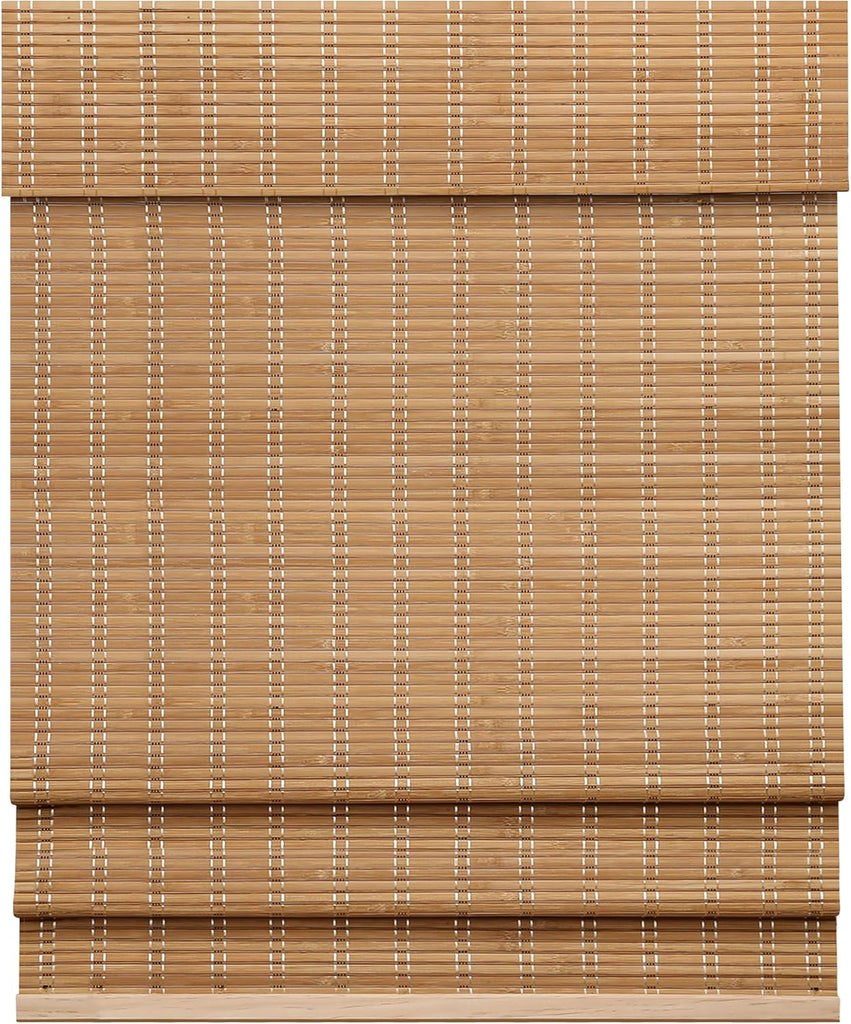 Cordless Bamboo Roman Shades for Windows, 46'' W x 60'' H | Natural Light Filtering Bamboo Window Blinds, Bamboo