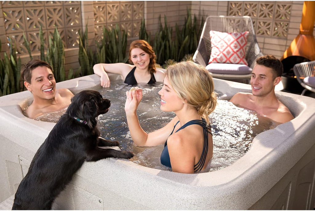 Spas Rock Solid 4-Person Plug and Play Hot Tub Spa with Soothing Air Jets, Underwater LED Lights and Insulated Cover