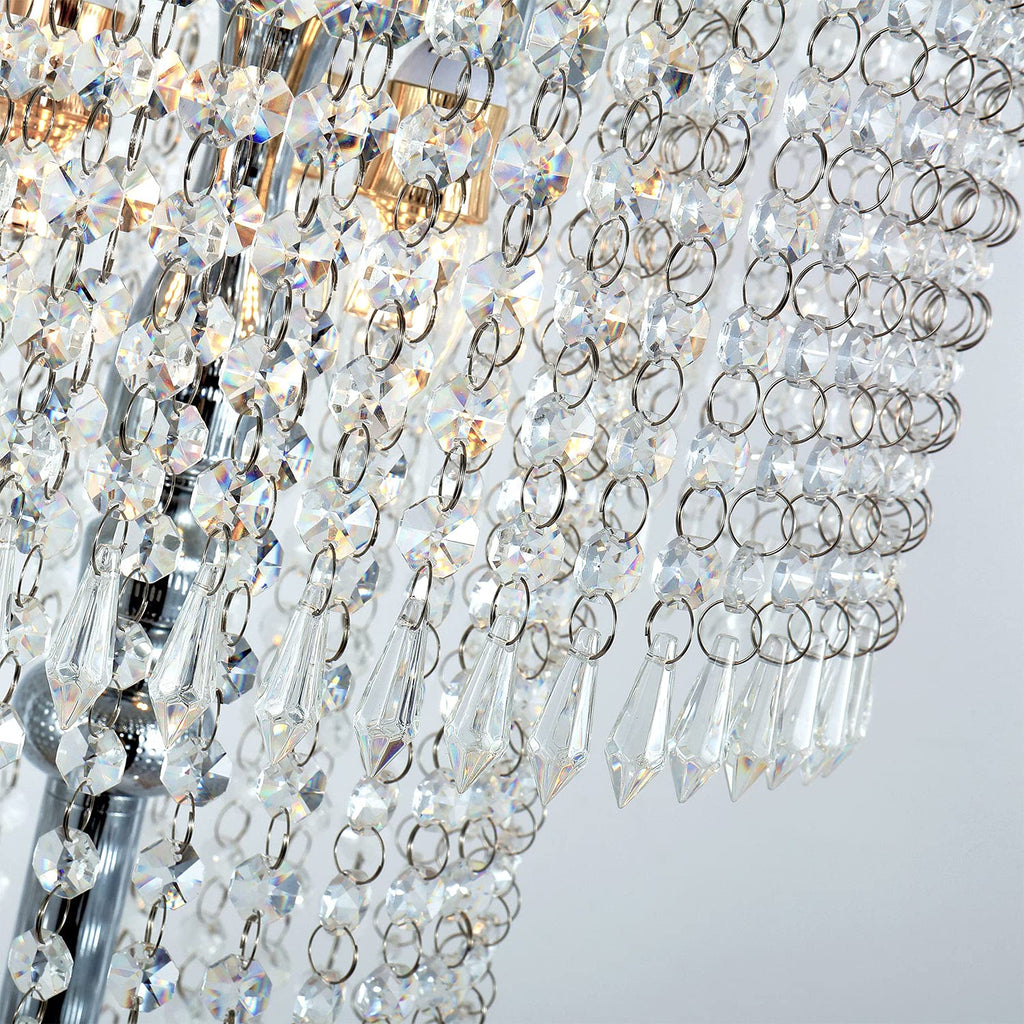Modern Style Crystals Floor Lamp Chrome Finish and Plentiful Crystals for Reading Corner Lamp Cafe, Den, Living Room