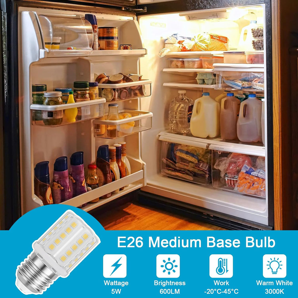 LED Refrigerator Light Bulb 40W Equivalent A15 Fridge Waterproof Bulbs E26 Base Energy Saving Appliance Freezer Light