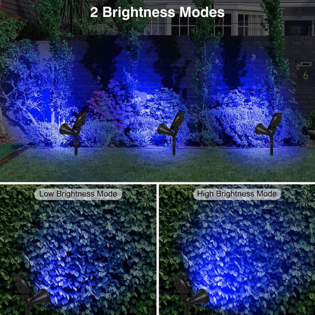 Blue Solar Spotlights, Solar Lights Outdoor Waterproof, Auto ON/Off Adjustable Solar Garden Pond Lights for Tree