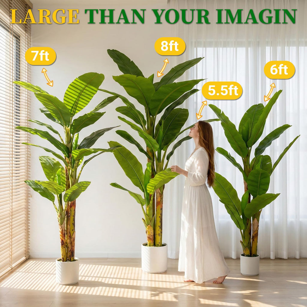 8FT Artificial Banana Tree Luxury Faux Banana Plant Fake Tree Decor Extra Large Tropical Tree Indoor Floor Plant Home