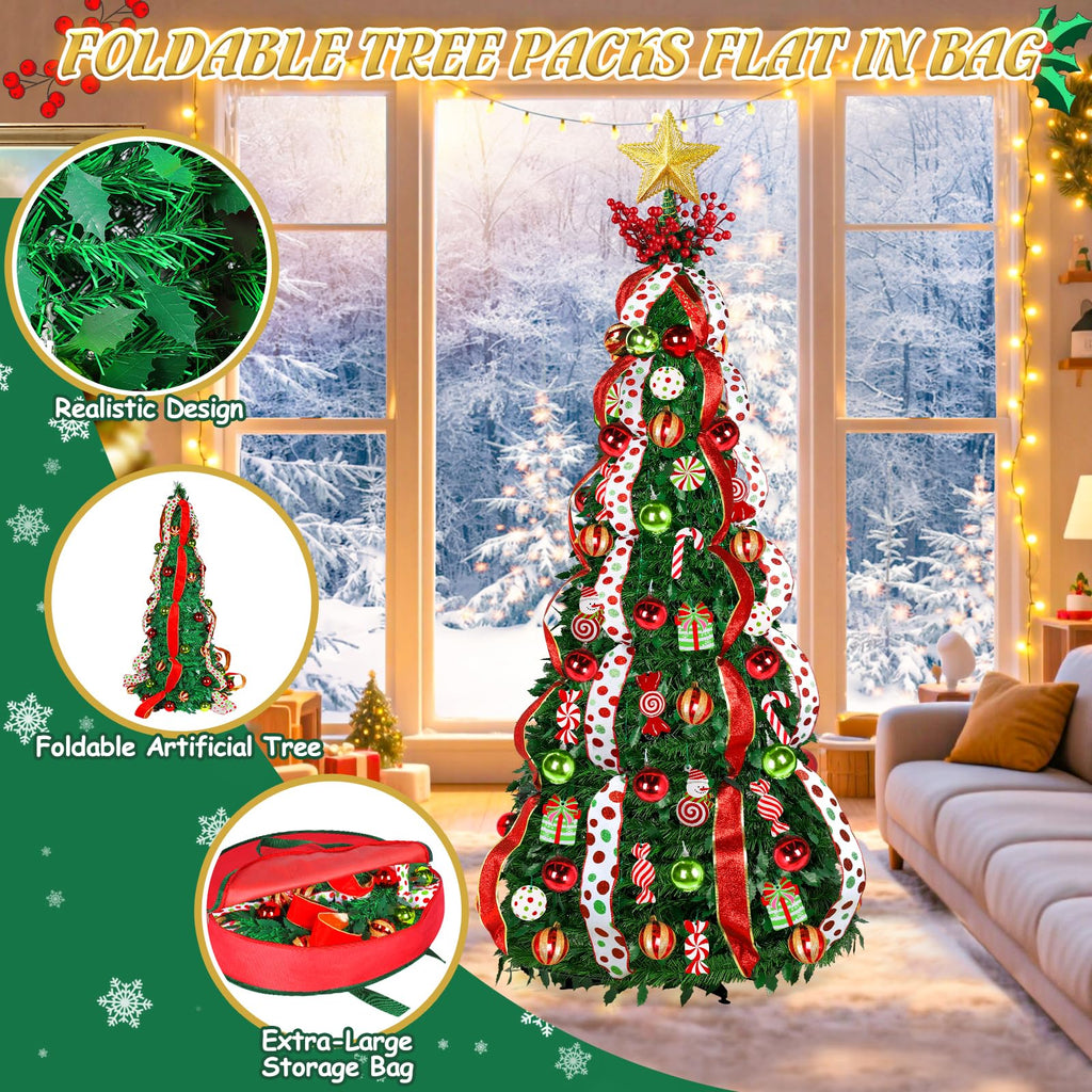 6FT Pre-Lit Pop Up with Lights for Holiday Decor