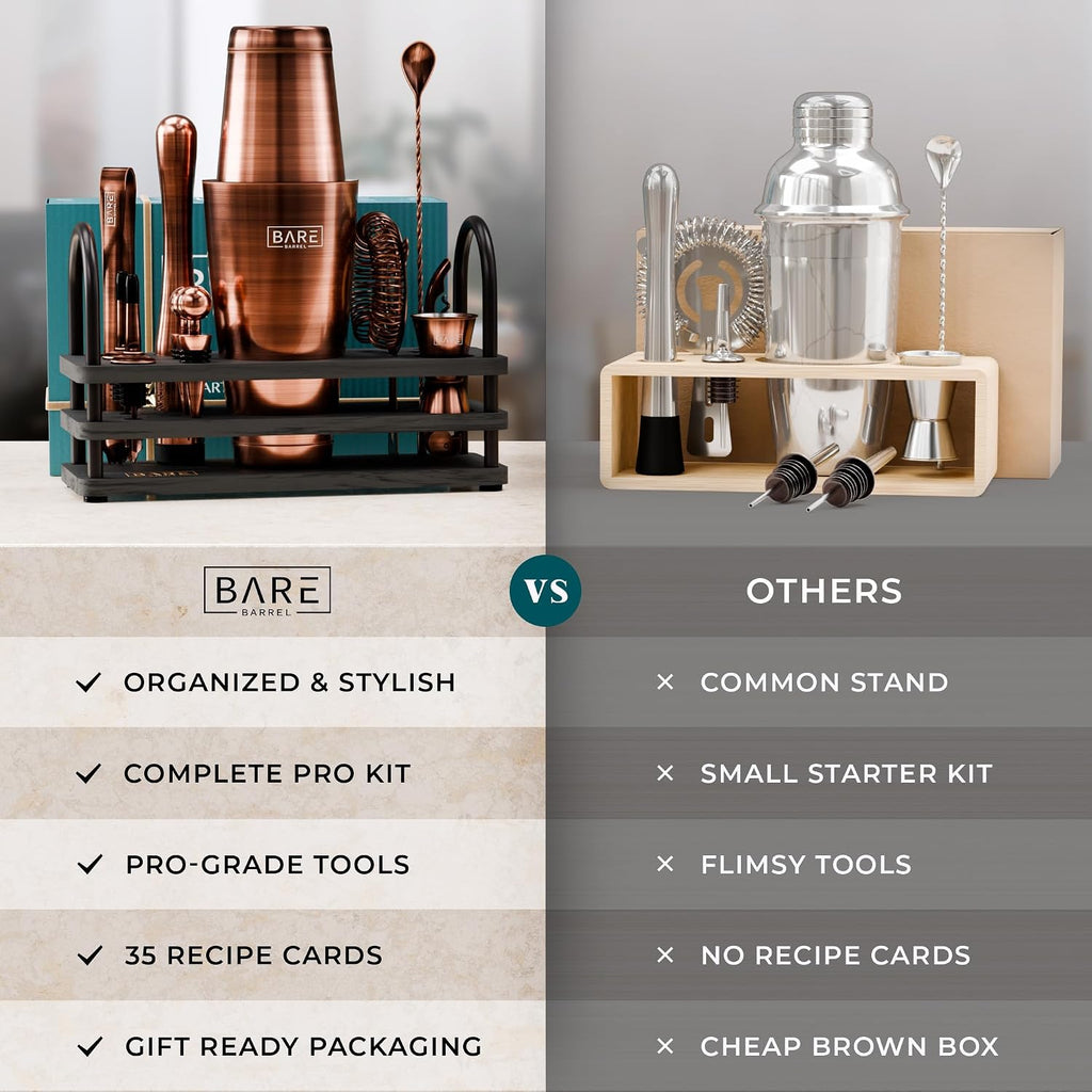 Mixology Bartender Kit Bar Set | 14-Piece Cocktail Shaker Set | Martini Barware Mixing Tools Bartending | 35 Recipe - Set of 14