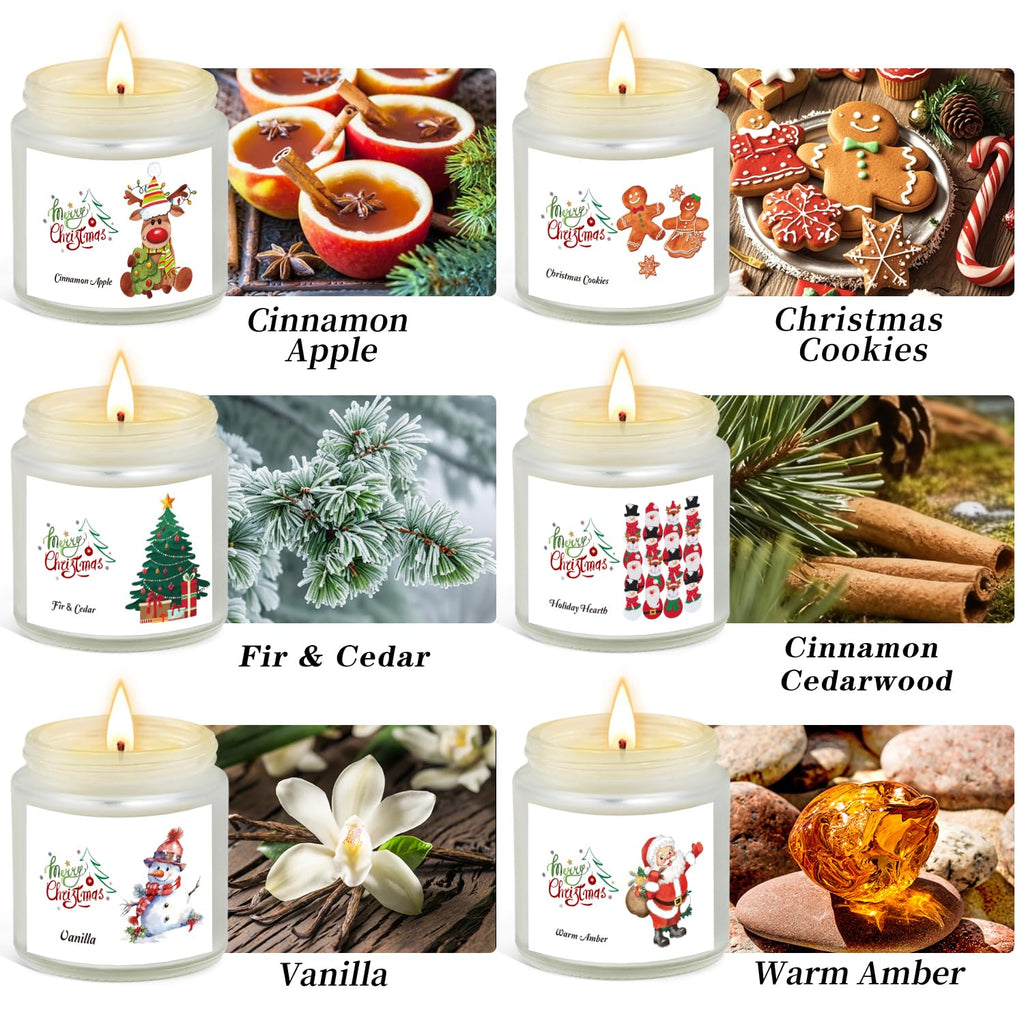 Christmas Scented Candles, 6 Pack Soy Set