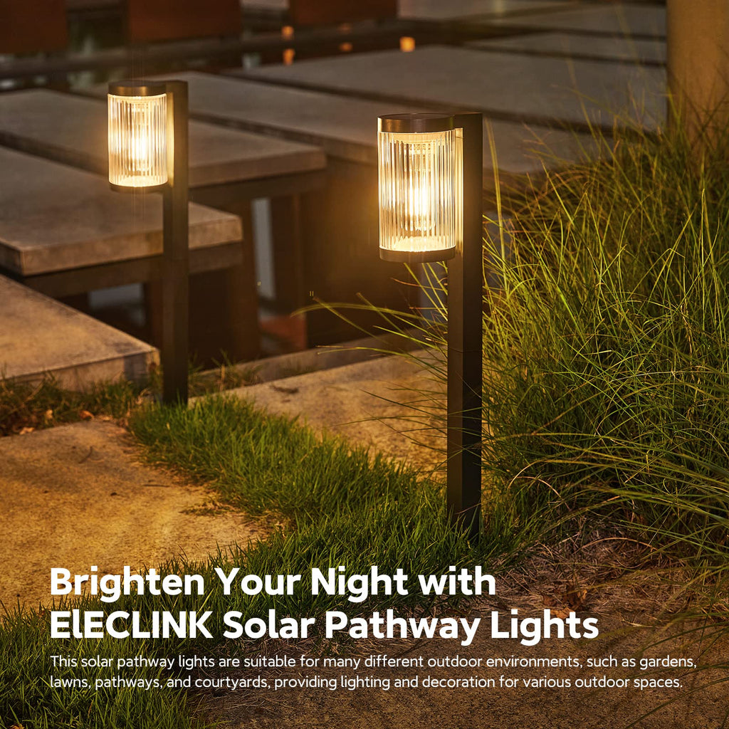 Solar Pathway Lights Outdoor, 4 Pack Upgraded Outdoor Solar Lights for Outside Super Bright Up to 12Hrs, IP65