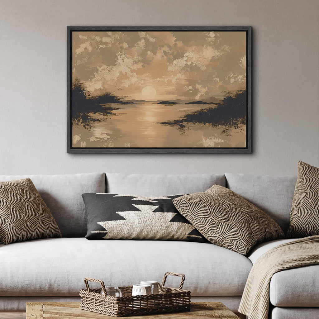 Framed Canvas Print Wall Art Sunset Ocean View