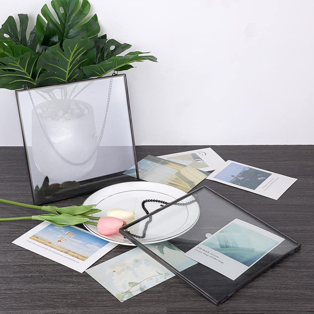 16x16 cm Wall Hanging Double Glass Brass Frame for Pressed Flowers