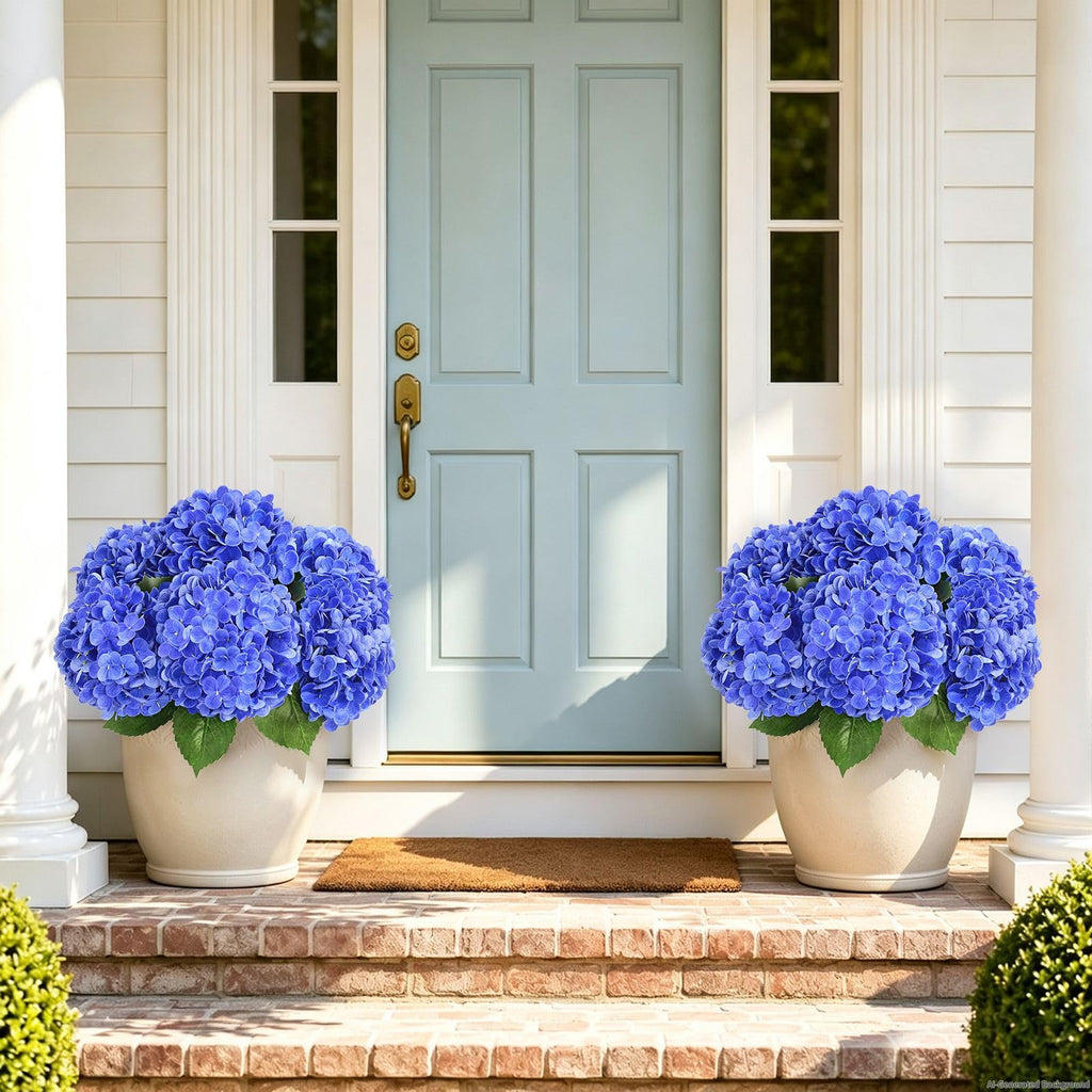 6 Pcs Real Touch Hydrangea Artificial, Dark Blue