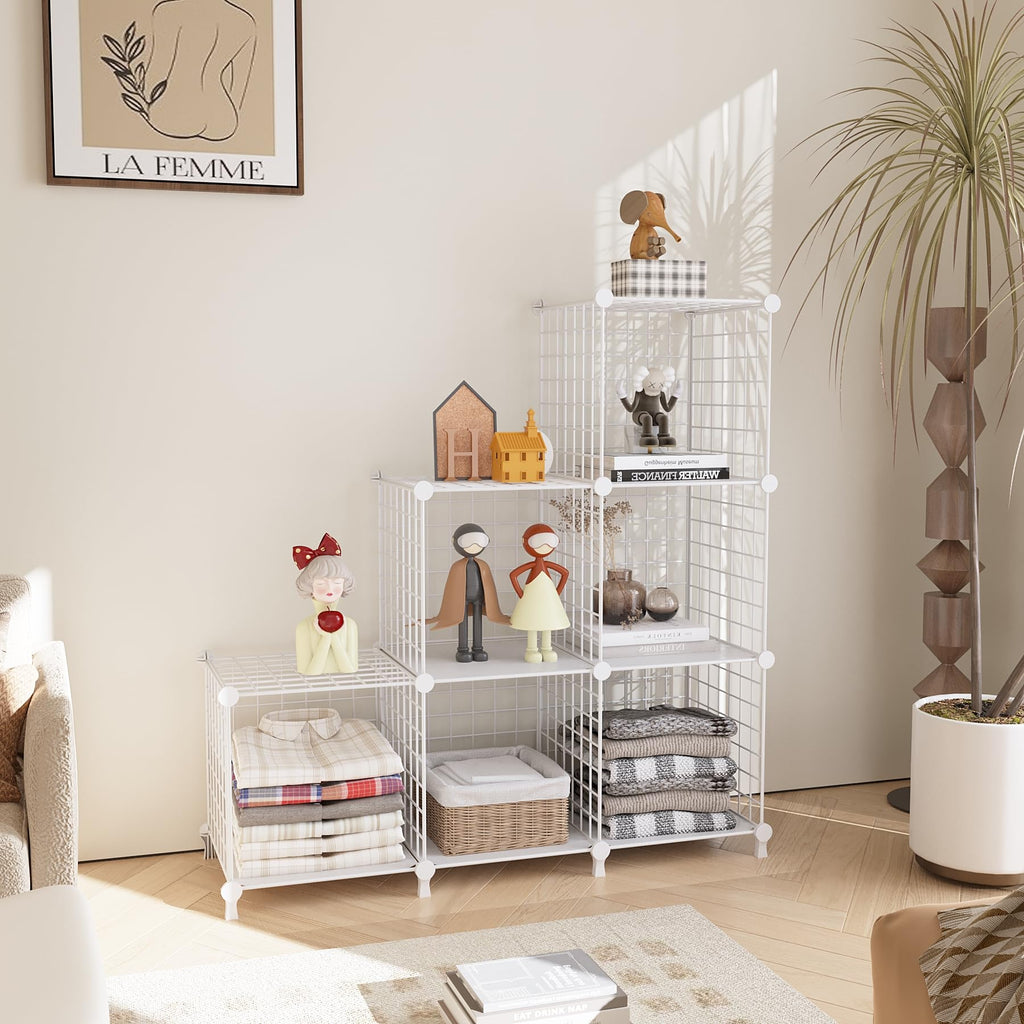 Wire Cube Storage, 6 Cube Closet Organizer Storage Shelf, White