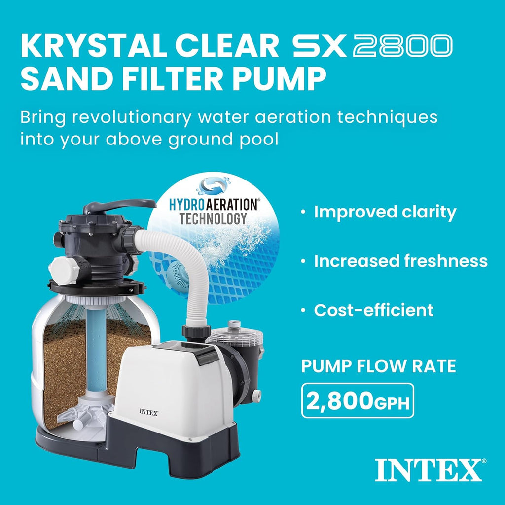 Krystal Clear 2,800 GPH Sand Filter Pump for Above Ground Pools | 26647EG - 14" Tank for Swimming Pools: 5,500 to