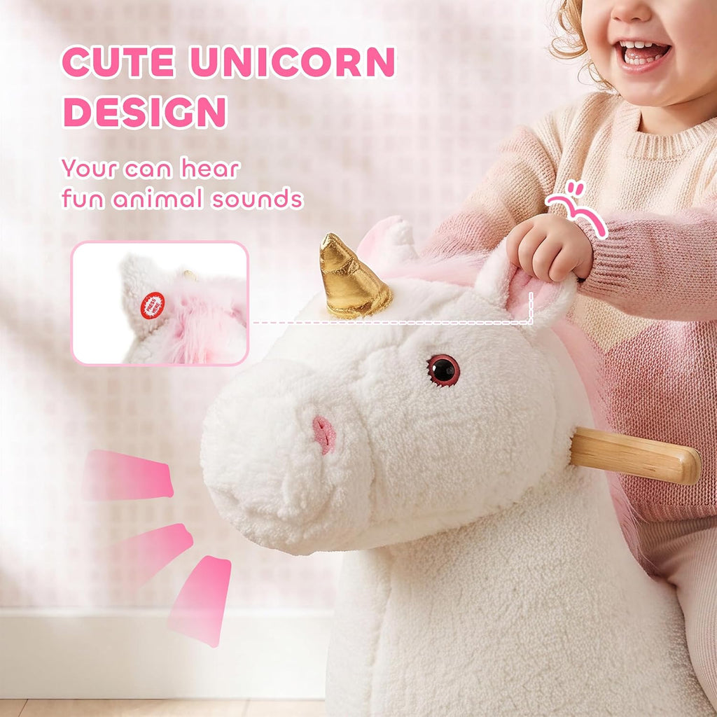 Unicorn Baby Rocking Horse with Realistic Sound for 12-36 Months White
